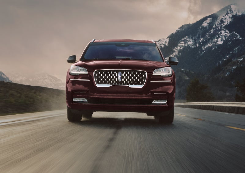 A 2024 Lincoln Aviator® SUV is shown in the Diamond Red exterior color. | Sheehy Lincoln of Gaithersburg in Gaithersburg MD