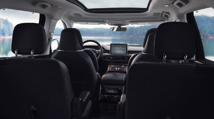 The interior of a 2024 Lincoln Aviator® SUV from behind the second row | Sheehy Lincoln of Gaithersburg in Gaithersburg MD