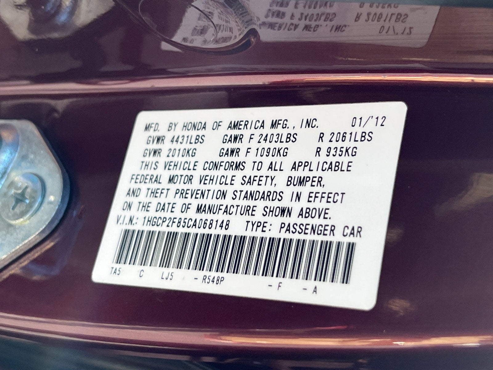 2012 Honda Accord EX-L 2.4