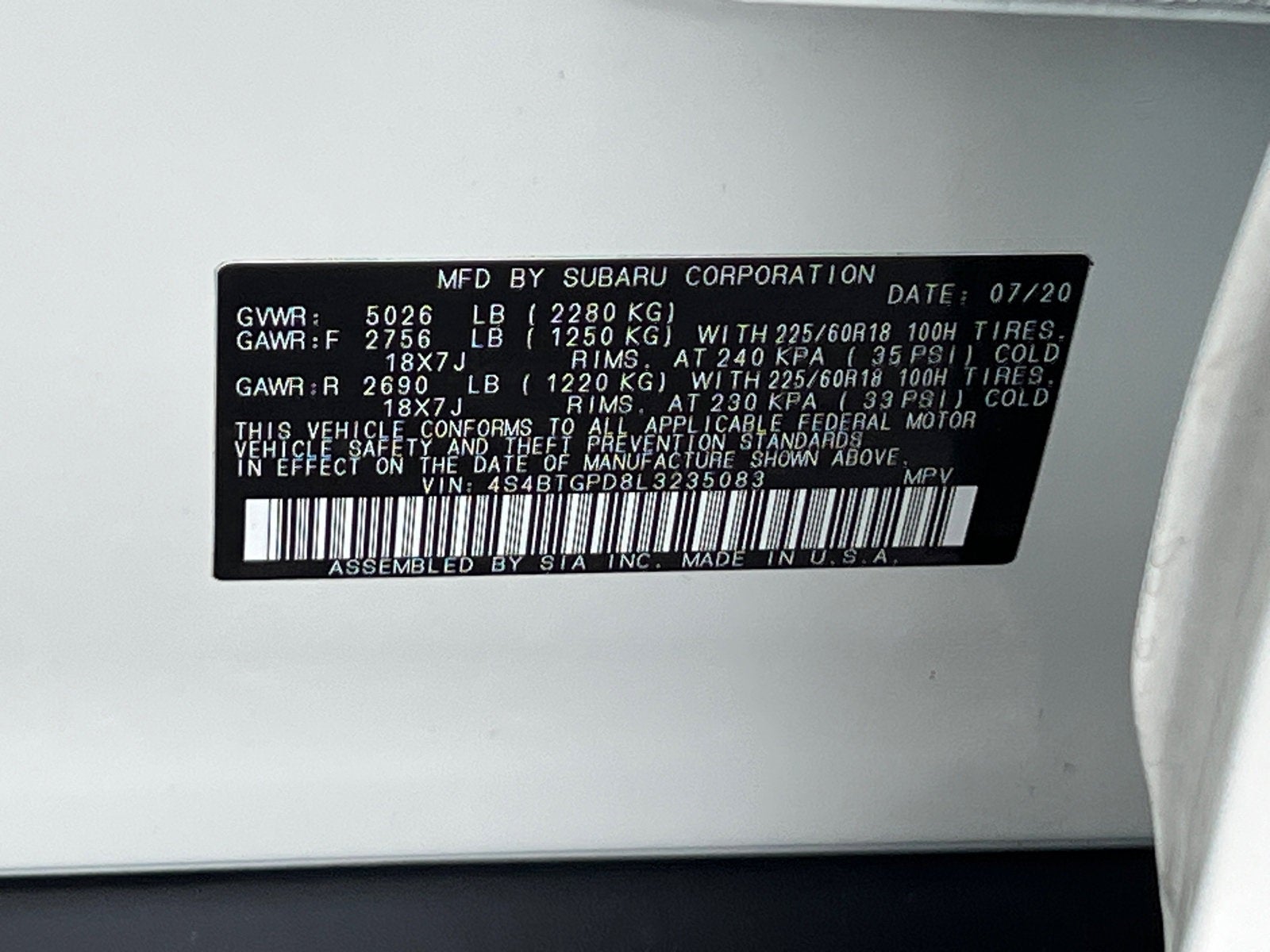 2020 Subaru Outback Touring XT