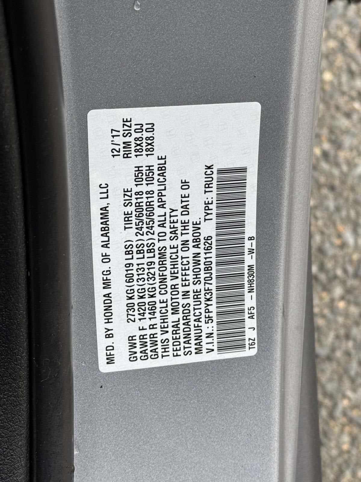 2018 Honda Ridgeline RTL-E