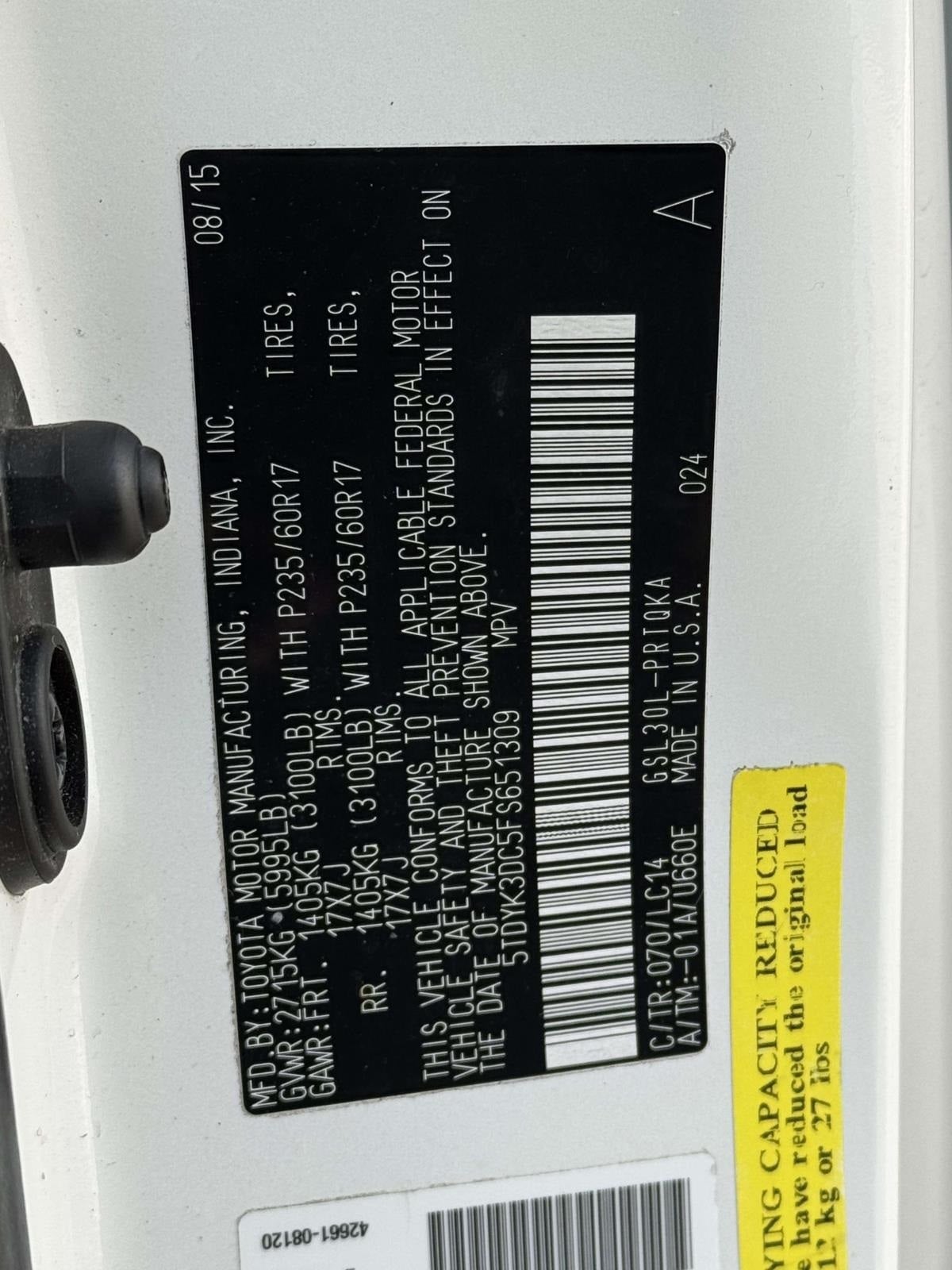 2015 Toyota Sienna XLE 8 Passenger